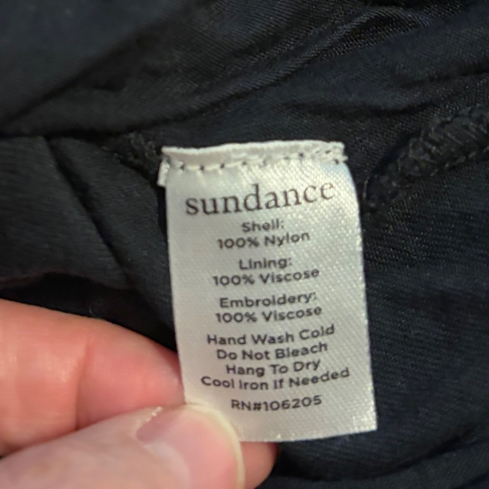 Sundance Dress Boho Floral Embroidered Mesh Black Keyhole Back Petites PM - Picture 8 of 8